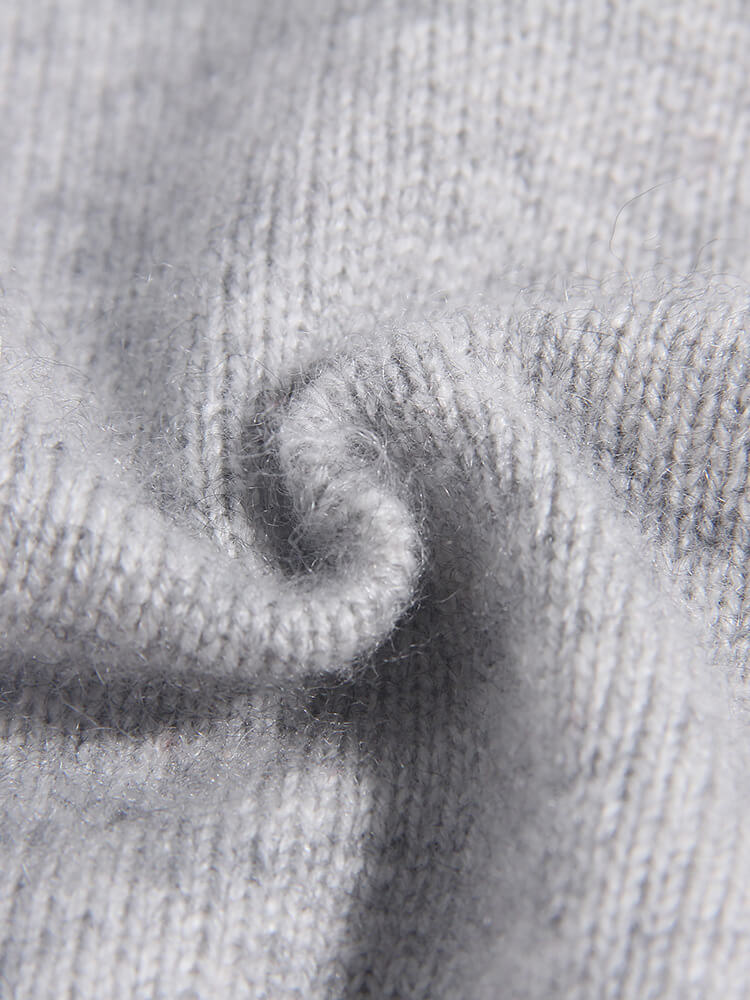 Girls Light Gray Cable Knit Cashmere Sweater with Ruffled Collar